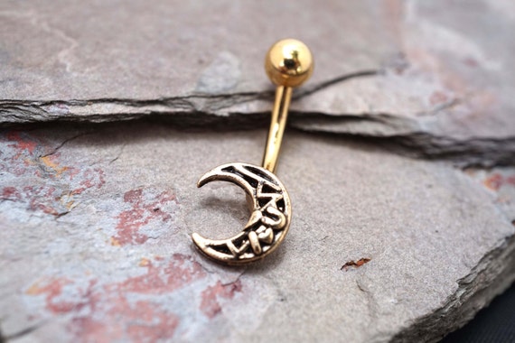 Gold Henna  Crescent Moon  Belly Button Rings