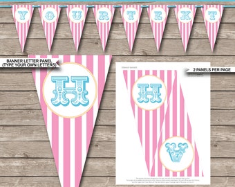 Girls Carnival Party Banner - Circus Party - Happy Birthday Banner - Custom Banner - Party Decoration - INSTANT DOWNLOAD with EDITABLE text