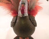 Thanksgiving Turkey Gourd with Feathers Thanksgiving Decroations Holiday Decor