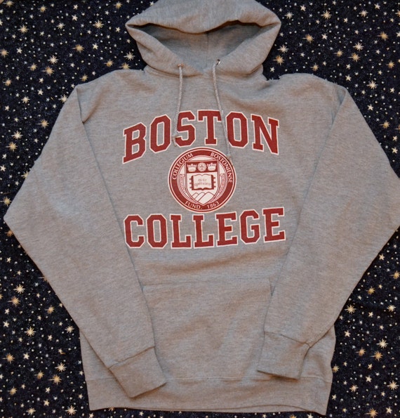 Vintage 90s Boston College Hooded Sweatshirt Hoodie Made in