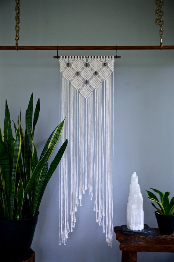 Macrame Wall Hanging Natural White Cotton Rope on by ...