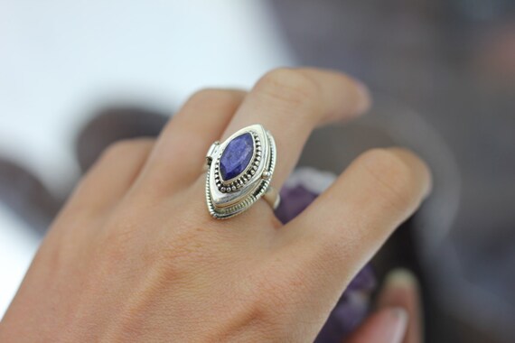 MAGIC LAPISLAZULI RING- Sterling Silver Ring- Crystal Ring- Box Ring- Magic- Lapis Lazuli- Bespoke Ring- Vintage Ring- Chakra Jewelry