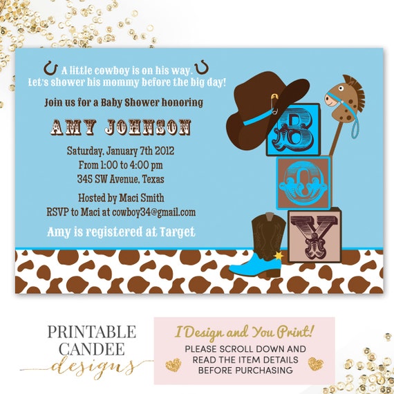 Cowboy Baby Shower Invitation Cowboy Baby by printablecandee