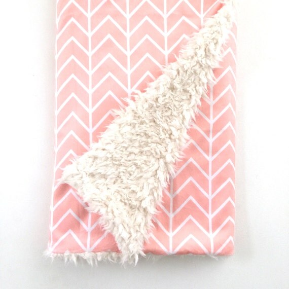 Baby Blanket Pink Chevron. The Cloud Blanket. Faux Fur Baby