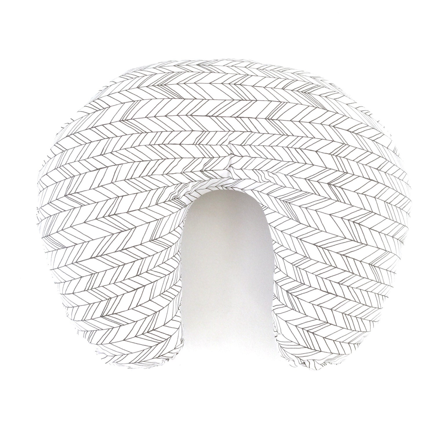 Nursing Pillow Cover White Feather Chevrons. Nursing Pillow.