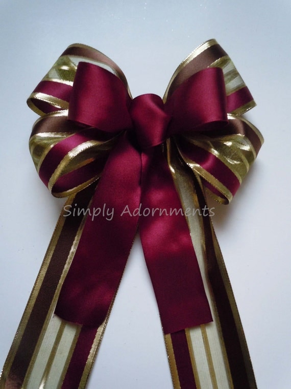 Burgundy Gold Bow Burgundy Gold Wreath Bow Burgundy Red Marsala Gold
