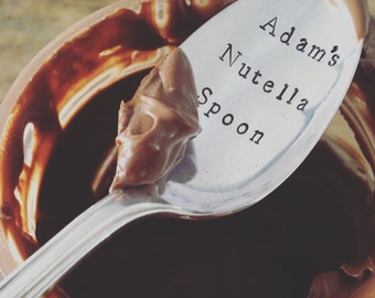 Hand Stamped "MY Nutella Spoon" Spoon, Vintage Stamped spoon for the Nutella lover