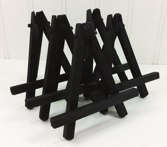 5 Small Black Wood Tabletop Easels for Miniature Art Place