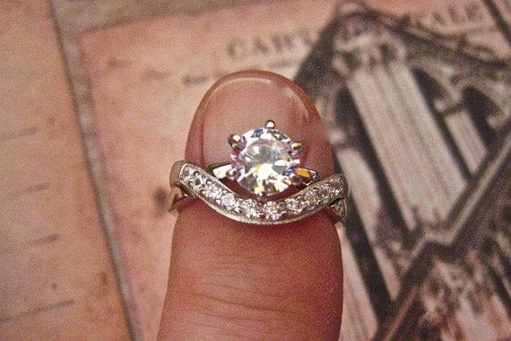 antique cz wedding sets