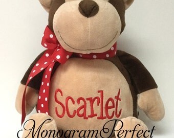 Personalized, Monogrammed Stuffed Monkey Soft Toy, Plush