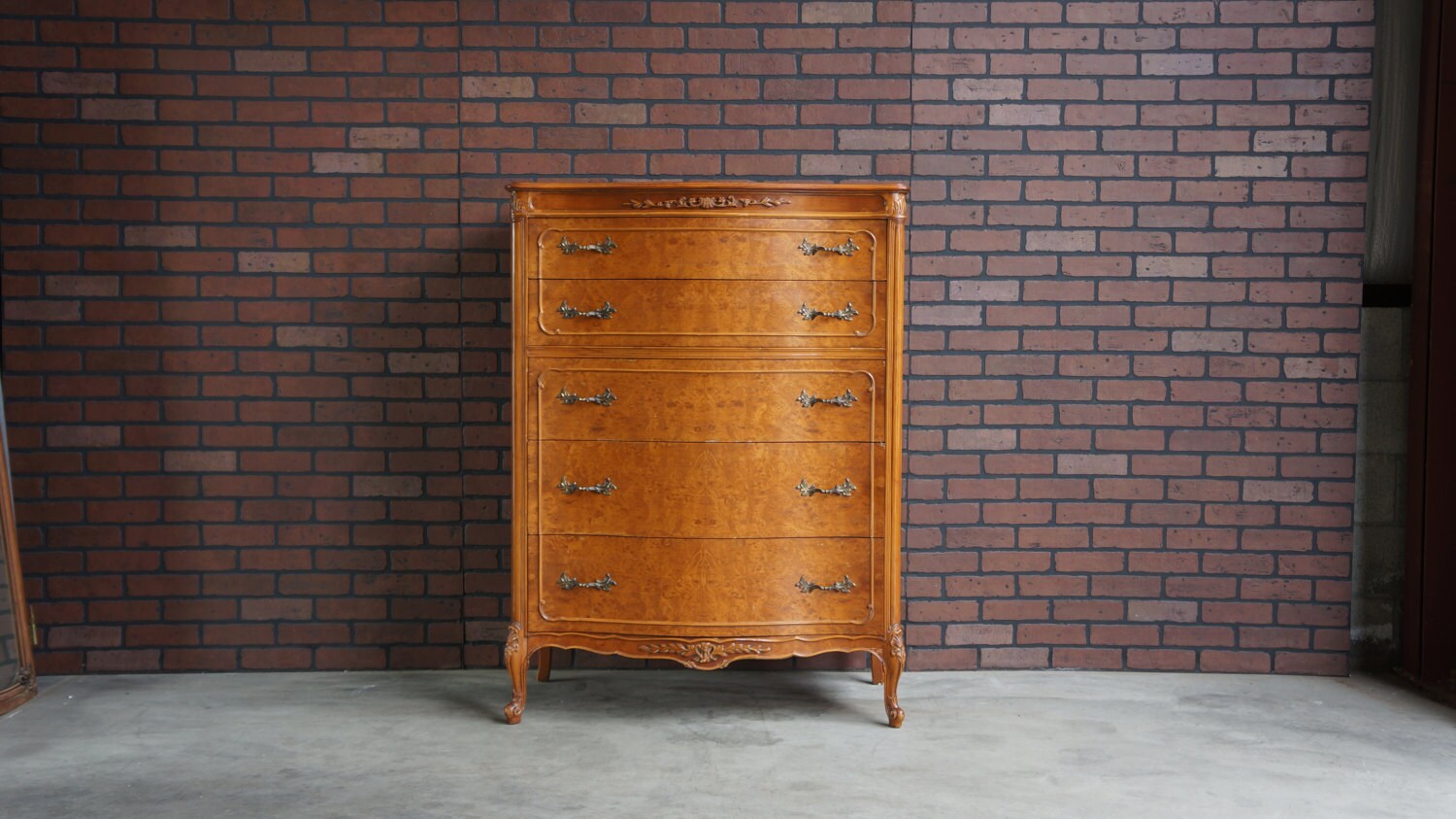 French Provincial Tall Chest / Highboy Dresser / Tall Chest of