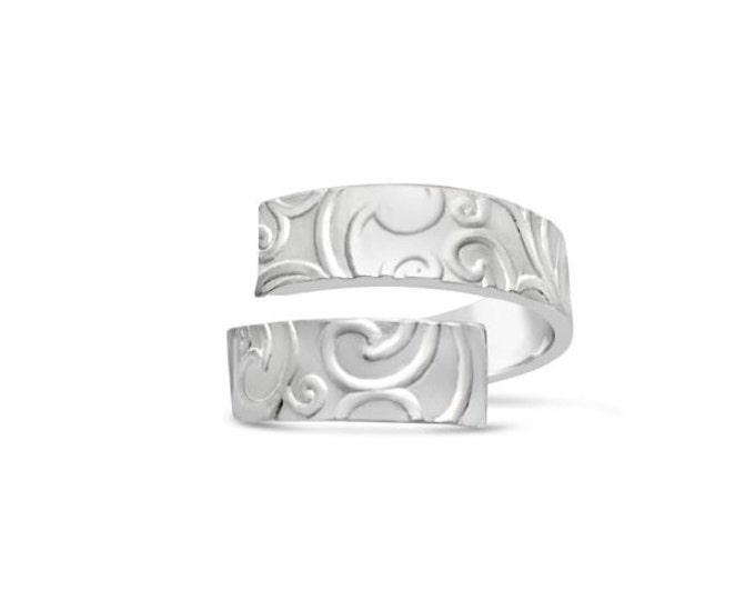 Sterling Silver Floral Texture Adjustable Ring