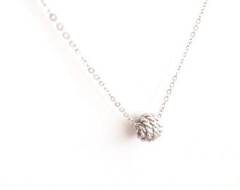 knot necklace, nautical knot necklace, minimalist and modern necklace, stocking stuffer, christmas gift for her