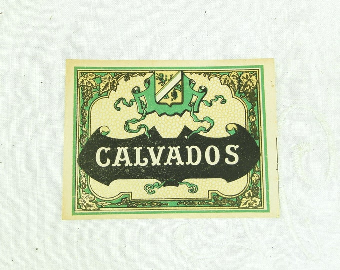 Vintage Unused Calvados Label / Normandy / Brittany / French Brocante / Sprits / Wine / Man Cave / Fleamarket / France / Retro Home Interior