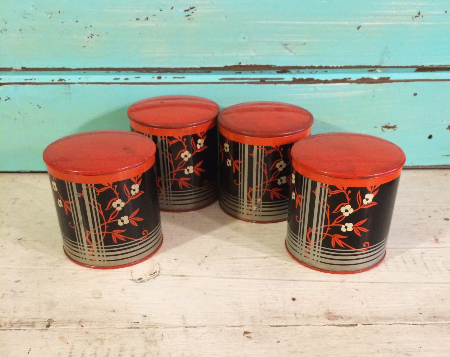 1930s Vintage Kitchen Vintage Spice Tins Set of 4 by tinprincess
