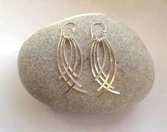 Sterling Silver Chandelier Earrings Curved Bar Earrings Boho Earrings Dangle Earrings UK Shop Mothers Day Gift Birthday Gift
