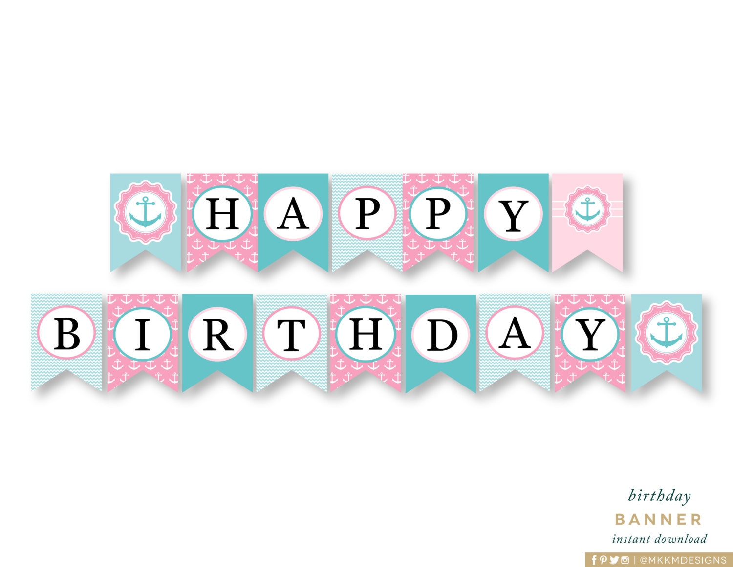Happy Birthday Banner Nautical Birthday Nautical Party