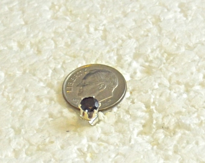 Man's Garnet Stud, 5mm Round, Natural, Set in Sterling Silver %924