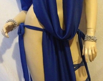 Plus Size - Princess Silks Sexy Gorean Goddess Long Gown Kajira Submissive Slave Fantasy Costume Burning Man CoPlay Blue