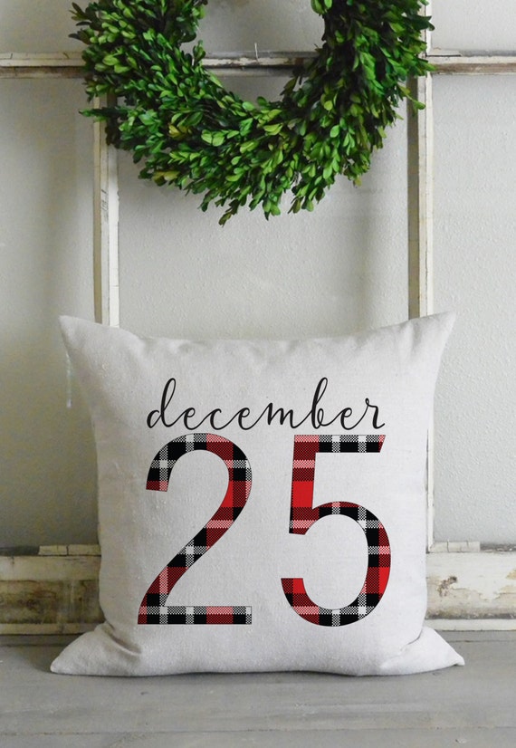 December 25 Plaid 20 x 20 Pillow Cover_Christmas by porterlanehome
