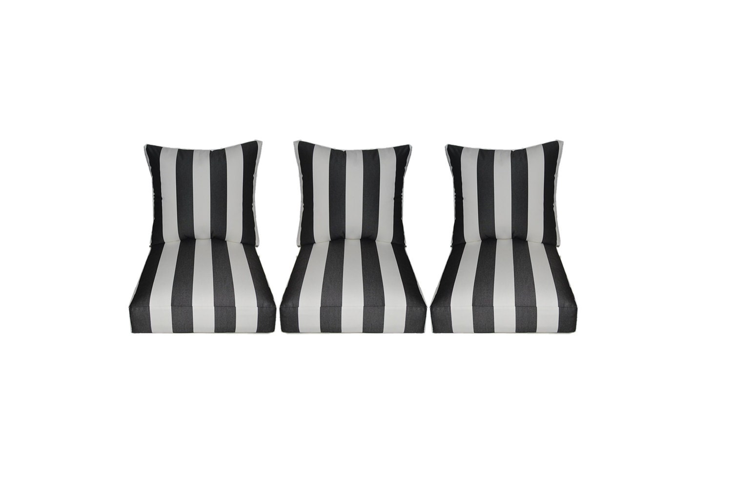 Sunbrella Cabana Classic Black And White Stripe Cushions For