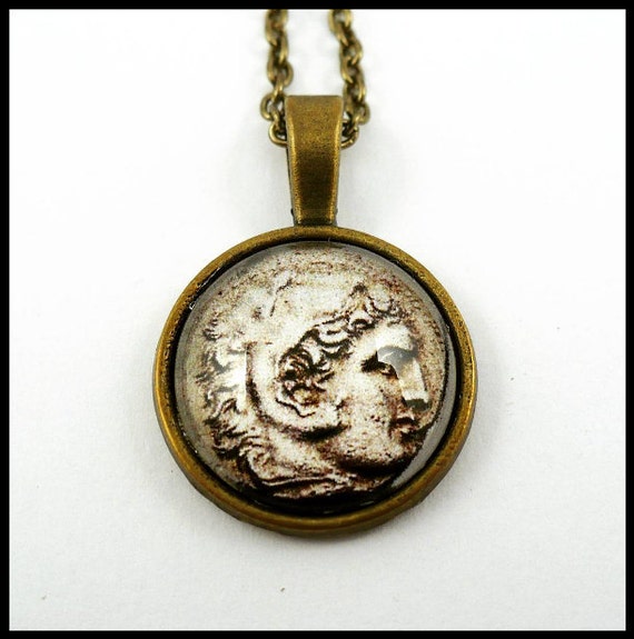 Alexander The Great coin necklace bronze tone by ArtPassionBijoux