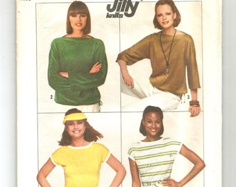 8088 Simplicity Sewing Pattern Stretch Knit Pullover Tops UNCUT Size 14/16 Vintage 1970s