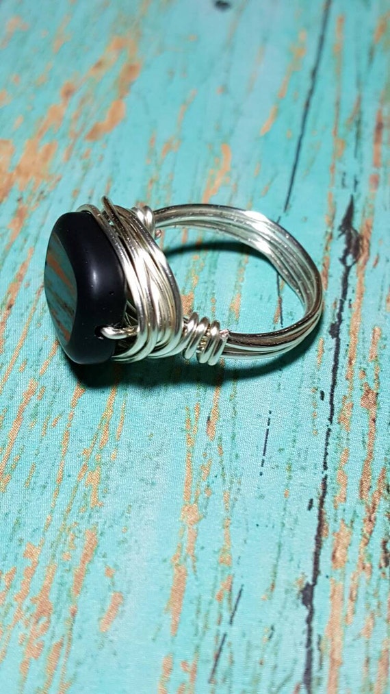 Black Wire Wrapped Ring Wire Wrapped Ring Black by SouthernMakes