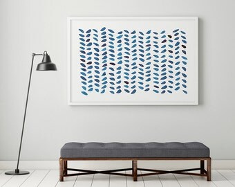Large Abstract Wall Art, Navy Blue Painting, Abstract Art, Abstract Watercolor, Indigo Wall Art, Abstract Blue Painting, Large Prints, Dots