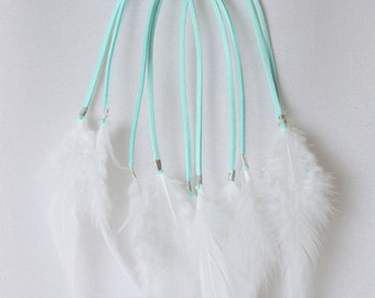 pastel blue faux leather wrapping dream catchers