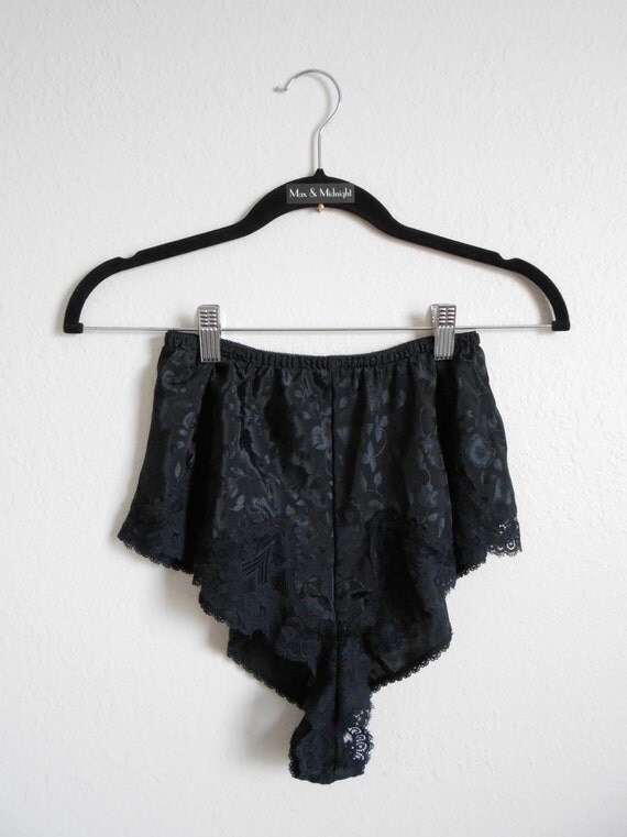 Items similar to 80s vintage lingerie - black panties tap pants - 80s ...