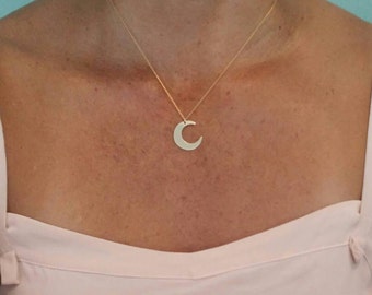 Moon Necklace, Medium, Crescent Moon, Gold Necklace, Gold Moon, Dainty Necklace