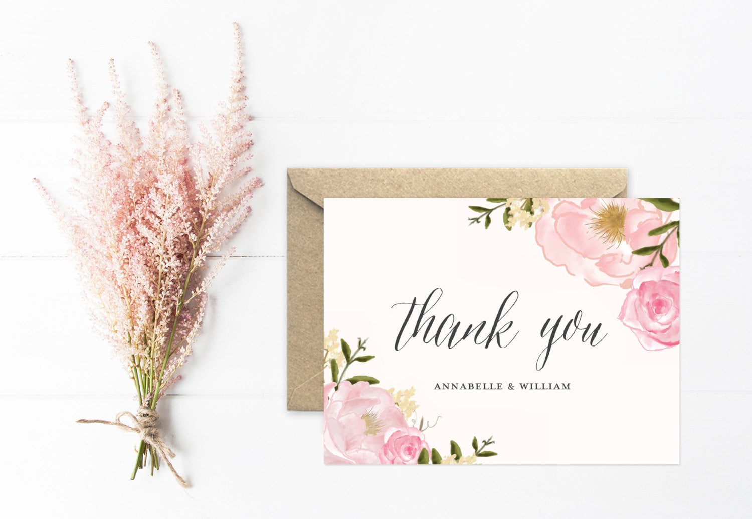 Thank You Card Personalized Wedding Thank You Cards Floral