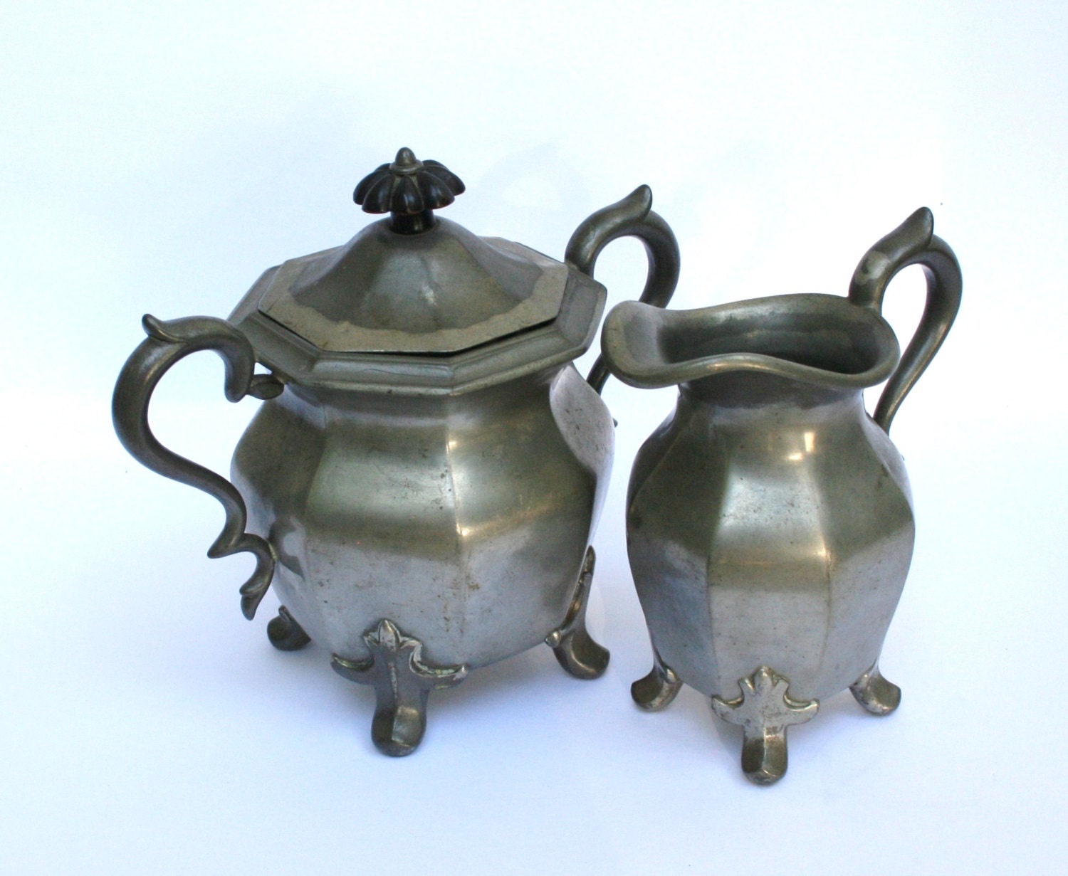 Antique Reed And Barton Pewter Creamer and Sugar Bowl Set