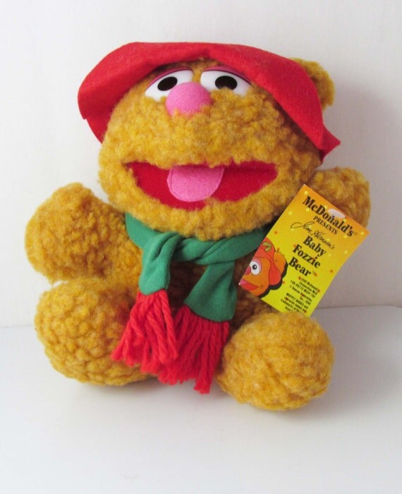 Muppets Baby Fozzie Bear Christmas Plush Stuffed Toy 1987