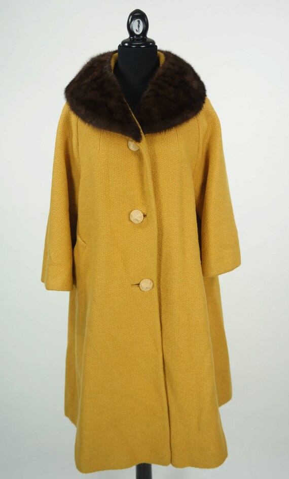 Vintage 1960s Mustard Yellow Swing Coat Size L by CeeLostInTime