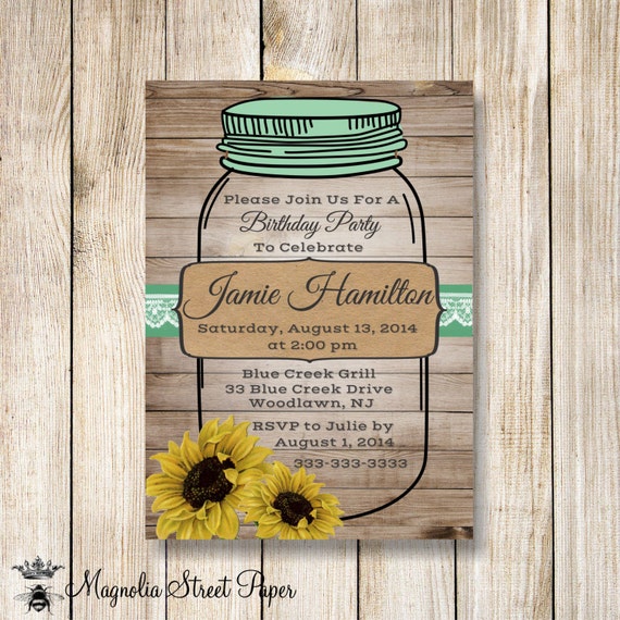 Printable Mason Jar Invitations Template