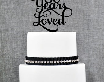 80 Years Loved, Classy 80th Birthday Cake Topper, Elegant Eightieth Cake Topper- (T245-80)