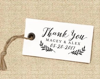 Thank You Stamp #13 - Wooden or Self-Inking - Calligraphy - Wedding Favors - Personalized — INCLUDES HANDLE