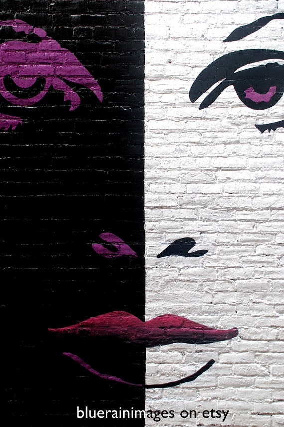 black And White Lady Urban Art Street by bluerainimages on Etsy