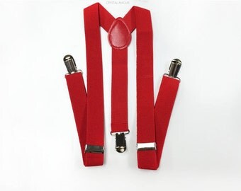 KID's red suspenders, infant suspenders, toddler's suspenders, baby boy clothes, red suspender, red suspenders, baby's red suspenders