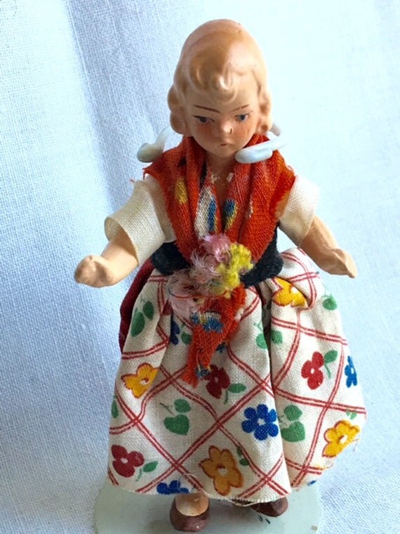 Vintage German Dollhouse Doll Bisque Germany Marks Folk