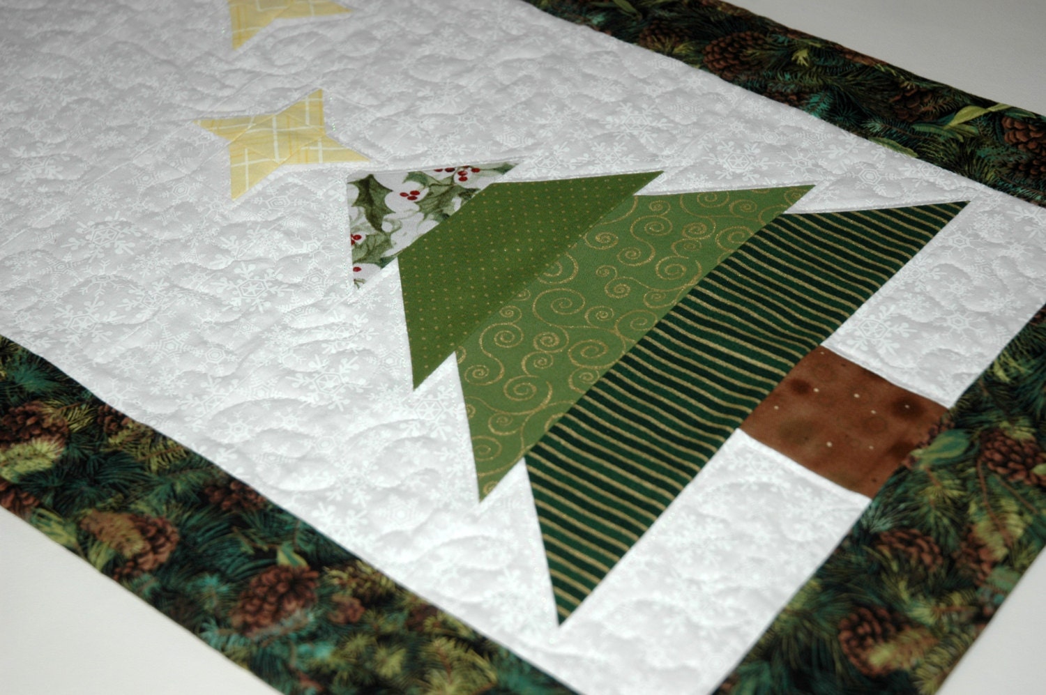 Quilted Christmas Table Runner Christmas Tree and Stars