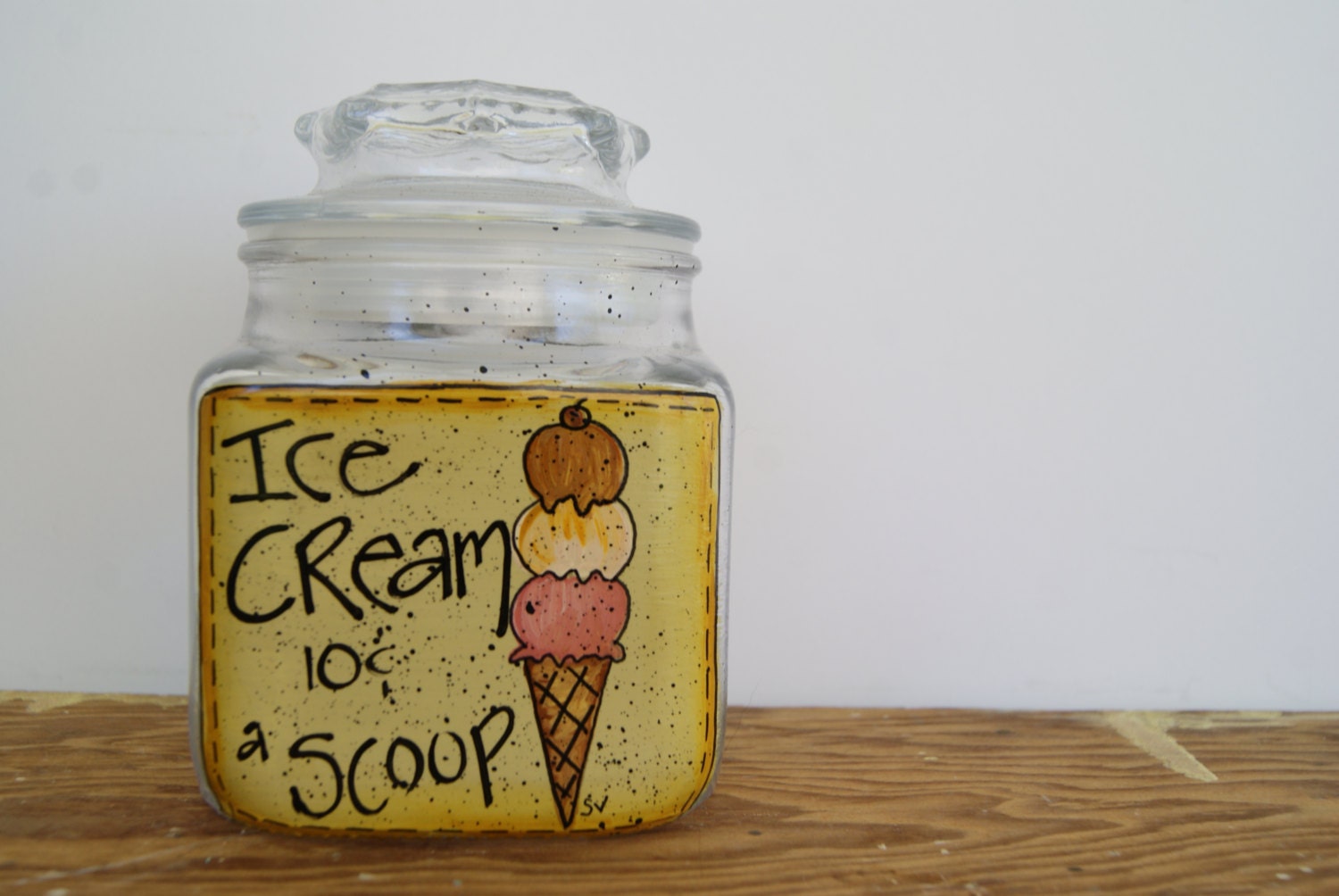 Vintage candy jar Hand painted vintage canister jar by Ramshackles