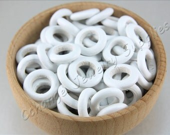 Ring Wood Beads, 25pcs Wooden Beads, (15mm x 4mm) White Wood Bead, Donut Natural Wood Beads, Craft Wood Beads, Wooden Beads