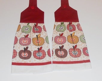 Hanging Kitchen Towels, Hanging Dish Towels- Set of 2 - Apples