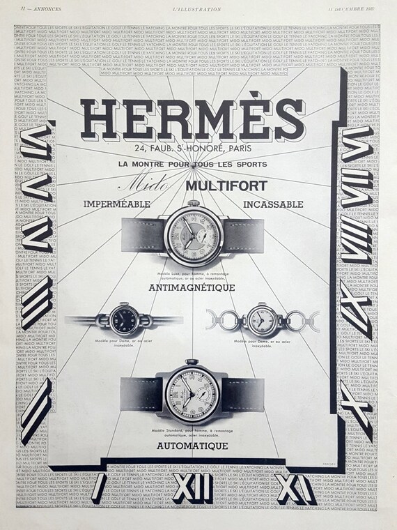 Hermes poster watches vintage advertising luxury watches