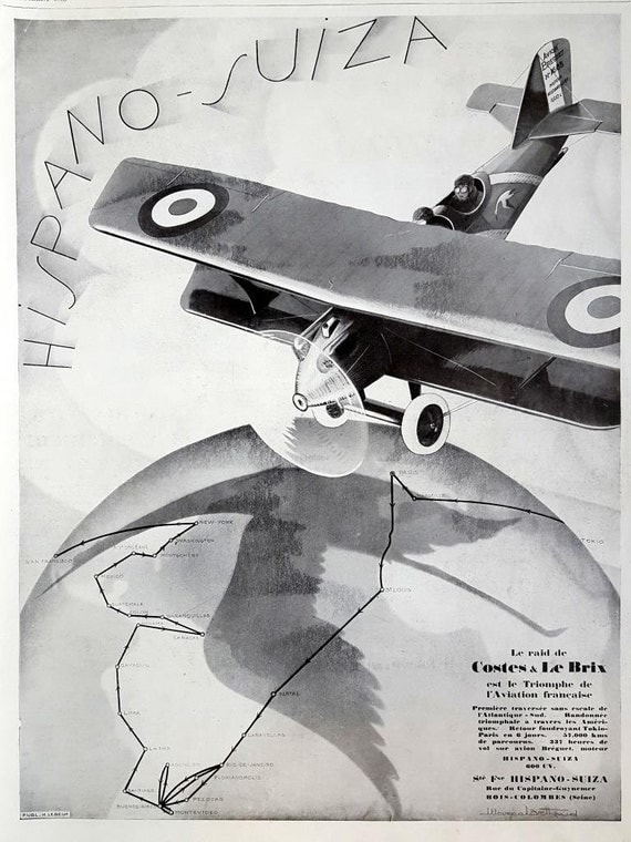 HISPANO SUIZA poster aviation engines ad vintage advertising