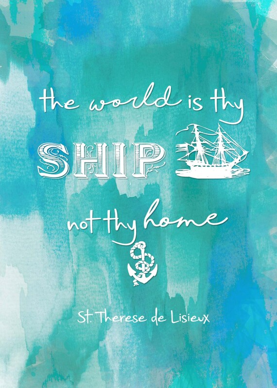 Items similar to St. Therese de Lisieux Quote Typography “The World is