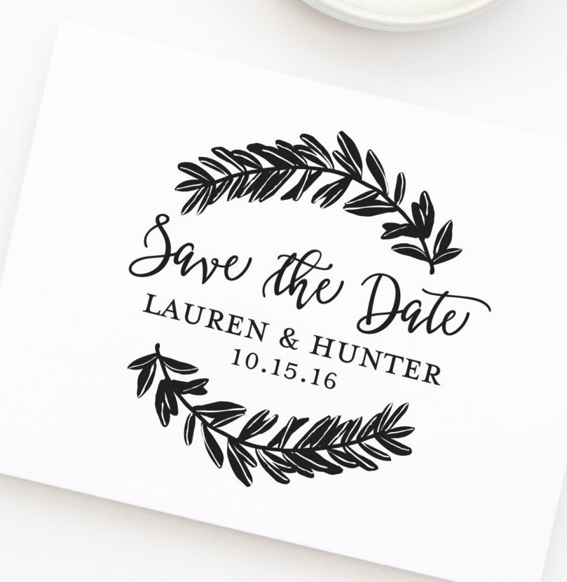floral save the date wedding stamp